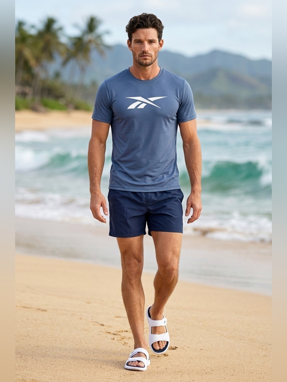 Reebok Men’s Polyester Swim Trunks XXL Navy Board Shorts Pockets NWOT